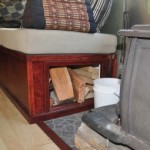 wood stove & firewood box, 1984 Bluebird schoolbus